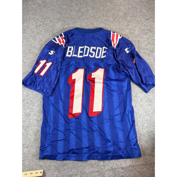 Vintage 90s New England Patriots Drew Bledsoe Jersey Mens 46 Blue Starter NFL - Picture 5 of 5